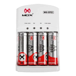 Kit recarregável mox MO-CP51 carregador + pilhas aa - Com função auto stop - (Estação do Som) é boa?