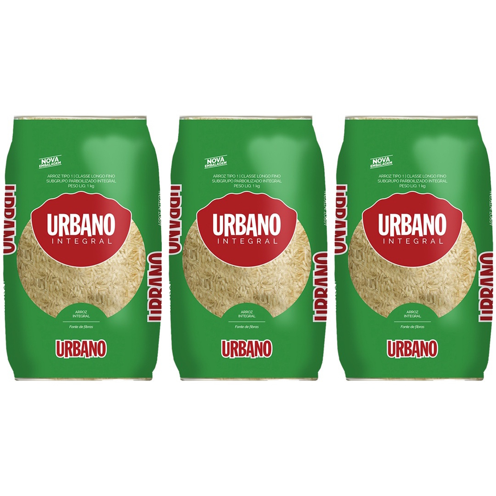 Kit 3 Arroz Integral Parboilizado Sem Glúten 1kg Urbano Em Promoção Na ...