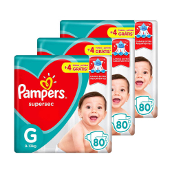 Kit de Fraldas Pampers G Supersec Jumbo 240 Unidades Menor preço em Kit de Fraldas Pampers G Supersec Jumbo 240 Unidades