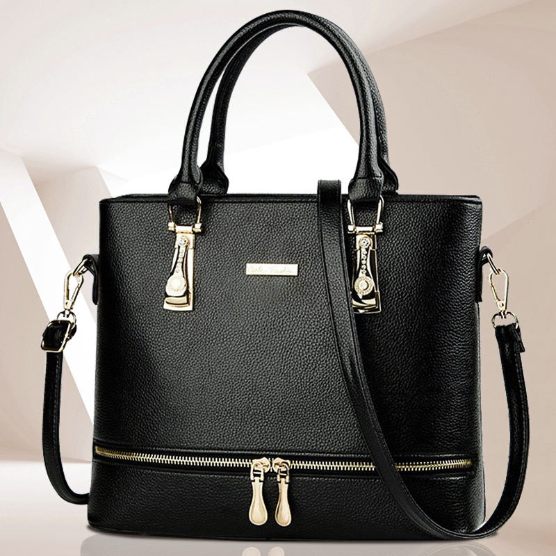 black tote bolsa leather