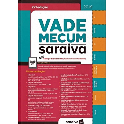 Livro - Vade Mecum Saraiva : Tradicional - 27ª Edição De 2019 Em ...