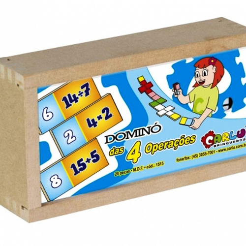 Jogo Dominó Multiplicaçãõ MDF Carlu Brinquedos - Padihey