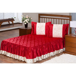 Colcha Rosas Casal 3 Peças - Vermelho