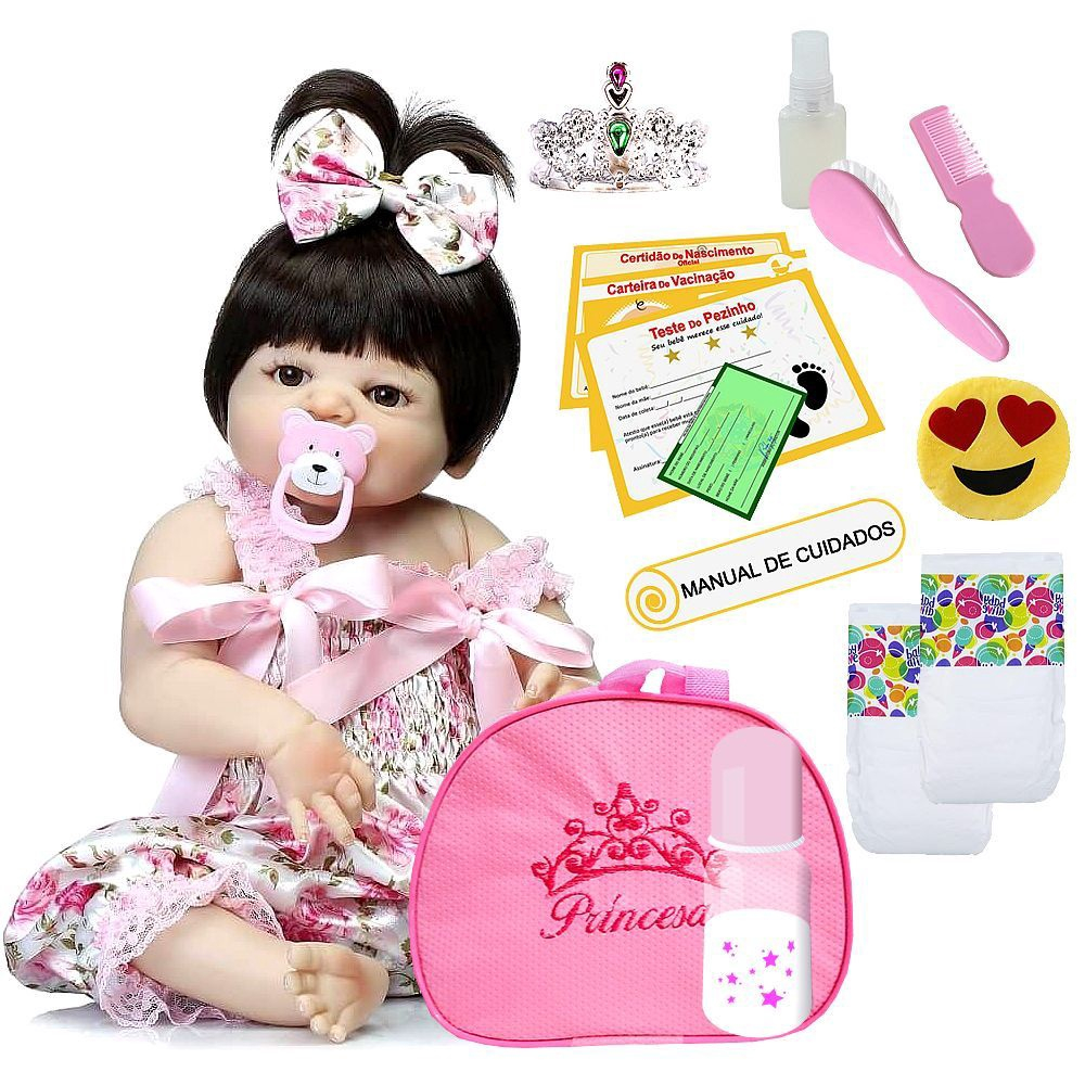 Boneca Bebê Reborn Pode Dar Banho Menina Com Acessórios - ShopJJ -  Brinquedos, Bebe Reborn e Utilidades