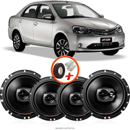 Kit Alto Falante Pioneer Toyota Etios Sedan Ts 1790br 6x6 240W Rms 4 Ohms Triaxial Bobina