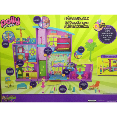 Polly Pocket Mega Casa de Supresas 60 cm Com elevador e boneca - Mattel em  Promoção na Americanas