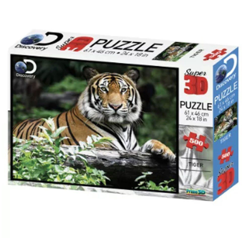 Quebra Cabeca Super 3d Modelo Tigre Com 500 Pecas - Br1059 Multikids