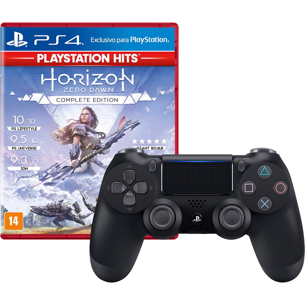 Controle Sem Fio Dualshock 4 Preto + Game Horizon Zero Dawn Complete Edition  Hits - PS4 em Promoção na Americanas