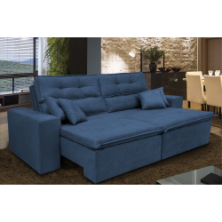 Sofá Cairo 1,82m Retrátil, Reclinável Tecido Suede Azul Cama inBox Menor preço em Sofá Cairo 1,82m Retrátil, Reclinável Tecido Suede Azul Cama inBox