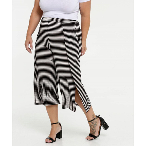 Calça pantacourt listrada plus size on sale