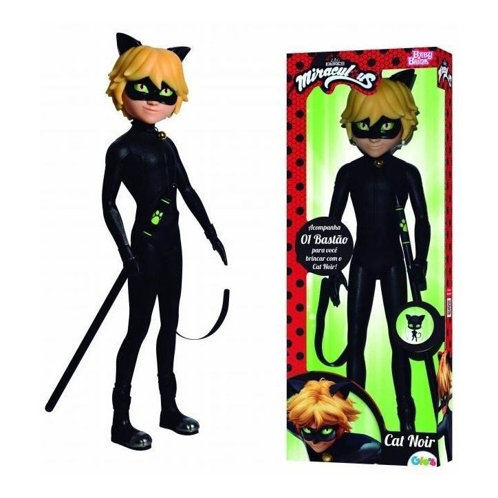 Boneco Miraculous - As Aventuras de Ladybug - Cat Noir - 55 cm - Baby Brink