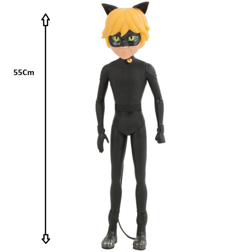 Boneco Miraculous As Aventuras de Ladybug Cat Noir 55 cm