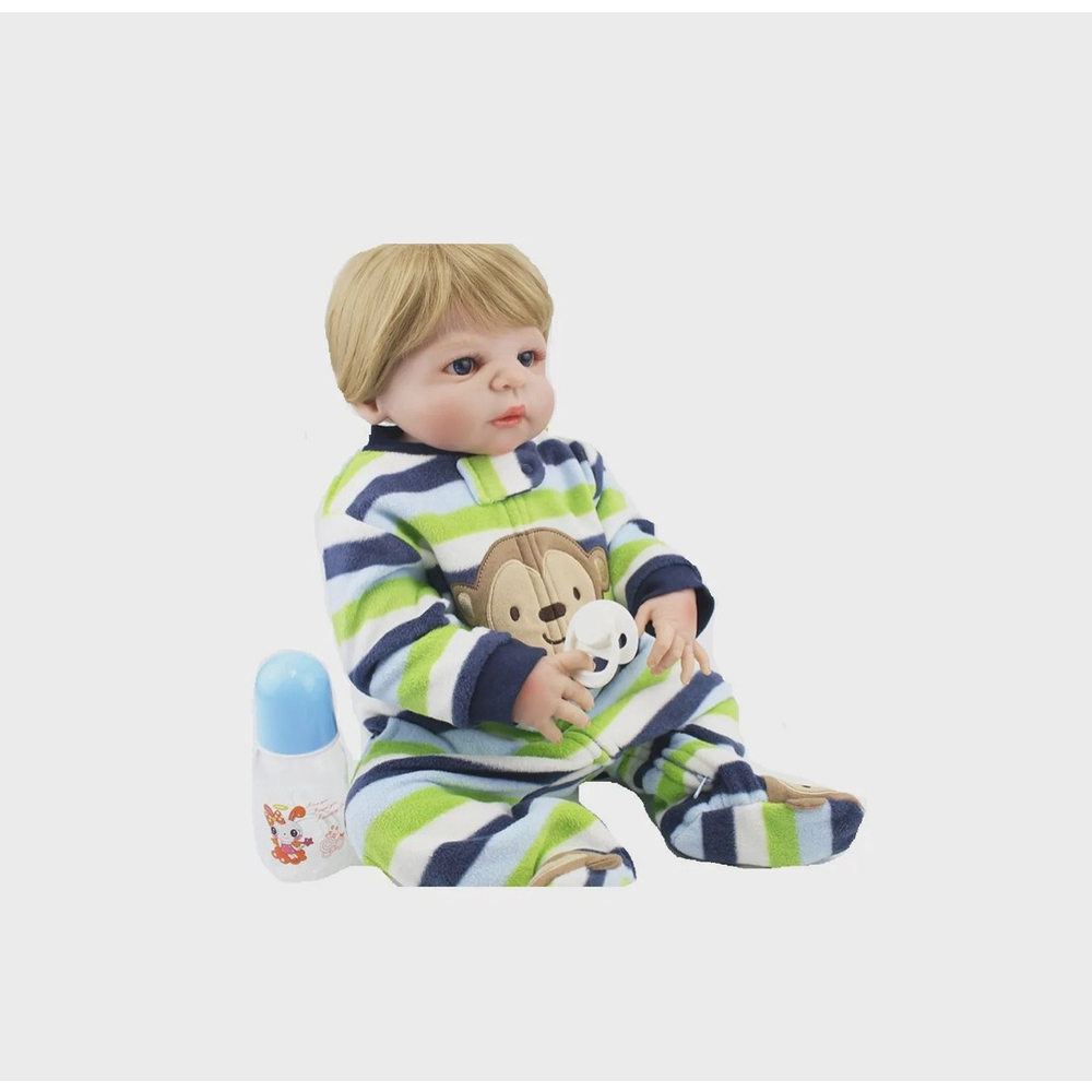 Bebe Reborn Menino 100% Silicone 57 Cm - Bento Loiro - Full