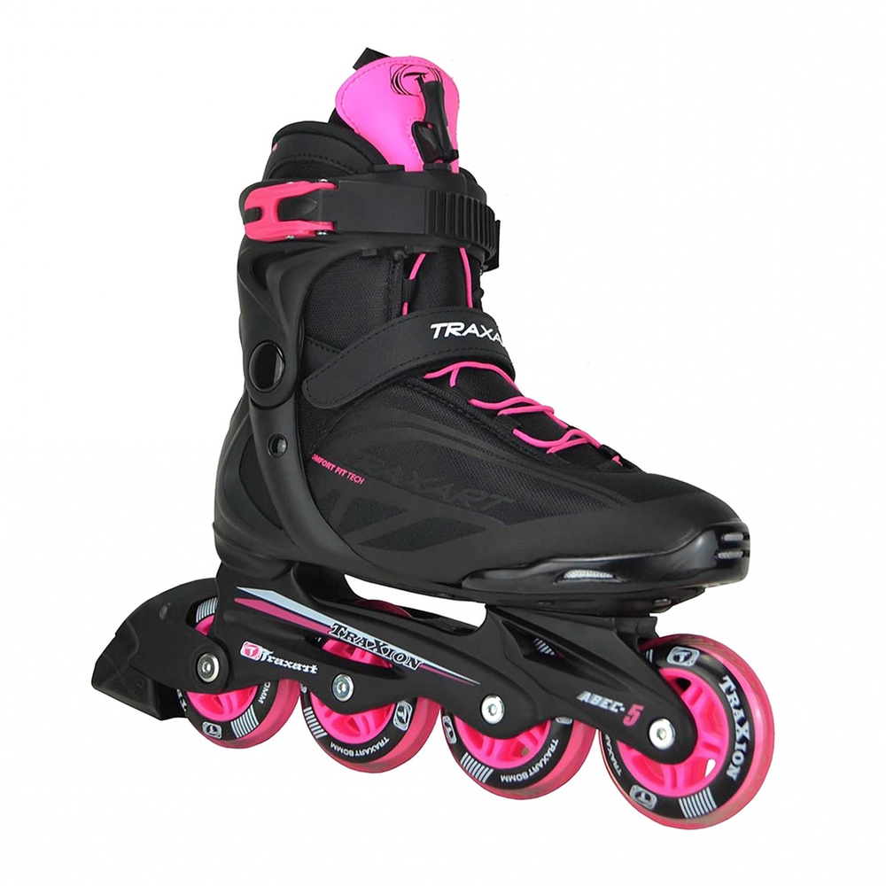 Patins Traxart Recreação Traxion Preto/Rosa - Rodas 80mm ABEC-5