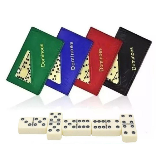 Estojo 28 pecas de osso domino com maleta de couro jogo