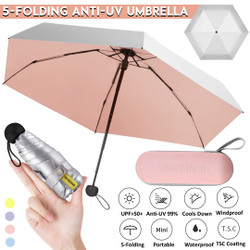 Mini bolso guarda-chuva compacto sol anti-UV chuva à prova de vento 5 viagens dobráveis é boa?