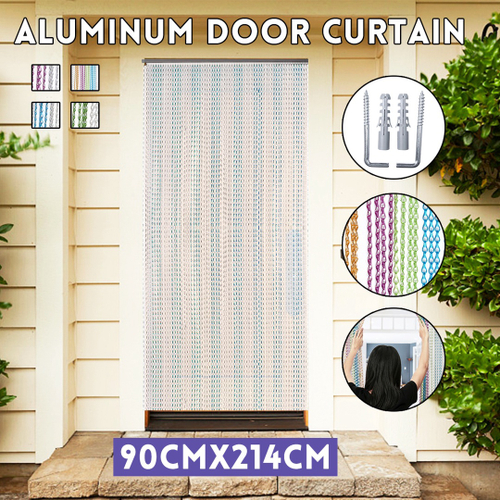 214x90 cm liga de aluminio cortina de porta corrente de metal cortinas de inseto mosca tela controle de pragas para varanda quarto sala de estar