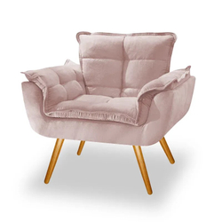 Menor preço em Poltrona Decorativa Opala Suede Rose - Bc Decor
