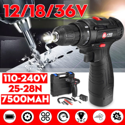 Alta qualidade 36/18 / 12V 7500mAh Furadeira elétrica sem fio Ajuste de velocidade dupla Iluminação LED para perfuração de impacto e furação plana e parafusos de torneamento é boa?