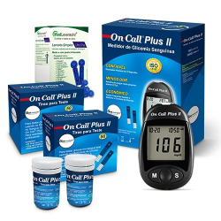 Medidor de Glicose + 100 tiras de Glicose + 100 lancetas- On Call Plus Menor preço em Medidor de Glicose + 100 tiras de Glicose + 100 lancetas- On Call Plus