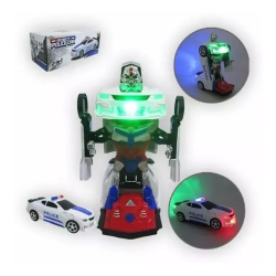 Menor preço em Carrinho Policia Transformes Robô Musical Luz Bate E Volta.