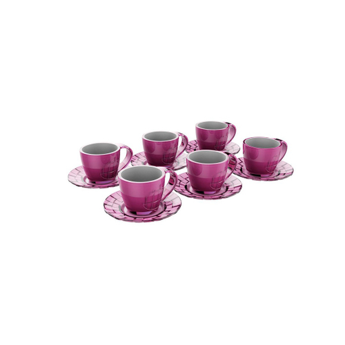 Jogo de 6 Xícaras de Café Cônica Coquinho 70 ml e Açucareiro de Porcelana  Pintado à Mão ROSAS BRANCA ROSA/ROSA CARAMELO