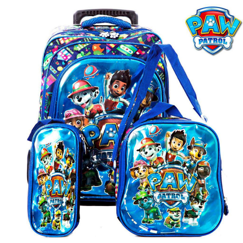 Kit Mochila 3d Escolar Infantil Patrulha Canina Com Rodinha