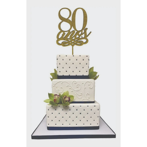 Topo De Bolo Decoração Festa Aniversário 80 Anos Bodas em Promoção na  Americanas