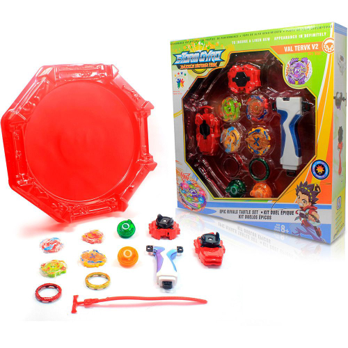 Kit 4 Beyblade Metal + 2 Lançador + Arena Batalha