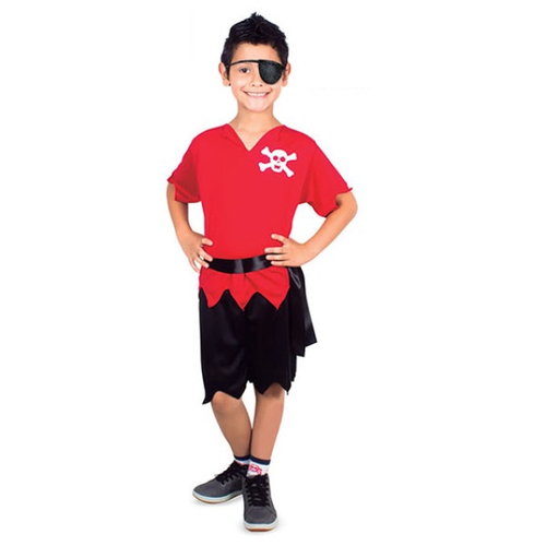 Fantasia Pirata Infantil Masculino Tapa Olho Camiseta Shorts