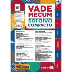 Vade Mecum Saraiva Compacto 2020 - 22ª Edição: Atualizado Com o Pacote Anticrime Menor preço em Vade Mecum Saraiva Compacto 2020 - 22ª Edição: Atualizado Com o Pacote Anticrime