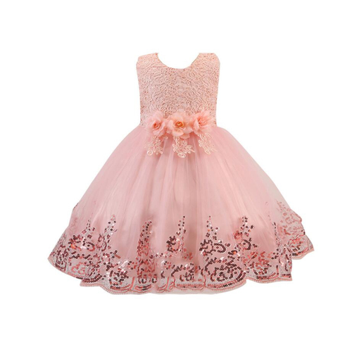 vestido de festa rosa claro infantil