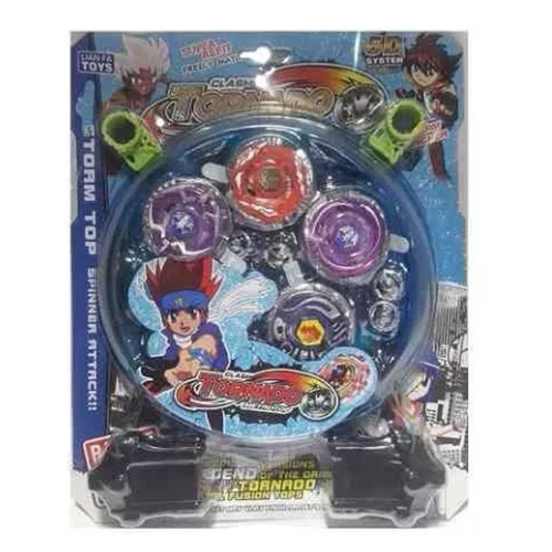 Bey Blade Brinquedo Lança Disco Infantil Kit com 4 Peões em