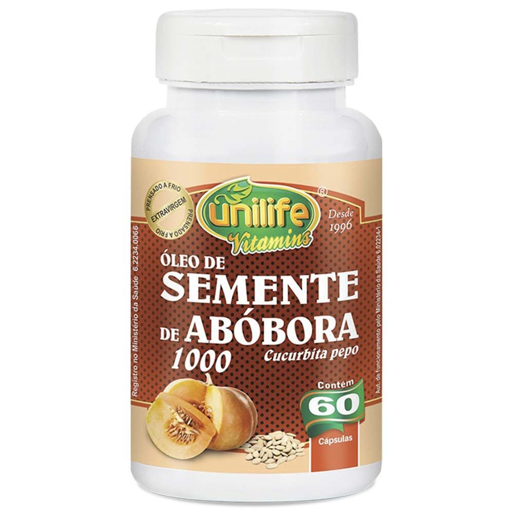 Óleo De Semente De Abóbora 1000mg 60 Cápsulas Unilife No Shoptime