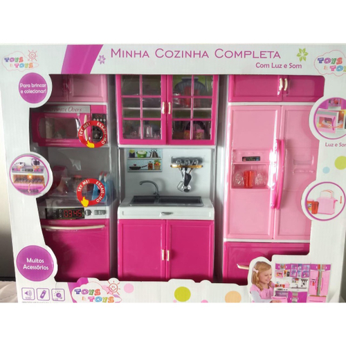 Cozinha Menina Infantil Serve Para Barbie Fogão E Geladeira na Americanas  Empresas