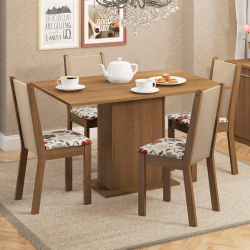 Conjunto Sala de Jantar Madesa Talita Mesa Tampo de Madeira com 4 Cadeiras Menor preço em Conjunto Sala de Jantar Madesa Talita Mesa Tampo de Madeira com 4 Cadeiras