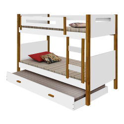 Beliche solteiro com grade de proteção e cama auxiliar Heloisa Branco e mel Menor preço em Beliche solteiro com grade de proteção e cama auxiliar Heloisa Branco e mel