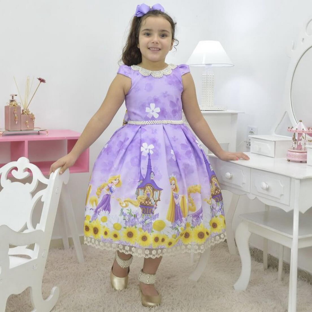 Vestido Infantil Lilás Sofia - Menina 6 Meses a 10 Anos - Moderna