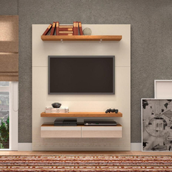 Painel Home 140cm mdf Para TV Até 55 c/ Led E Gavetas Off White Freijó TB106E - Dalla Costa Menor preço em Painel Home 140cm mdf Para TV Até 55 c/ Led E Gavetas Off White Freijó TB106E - Dalla Costa