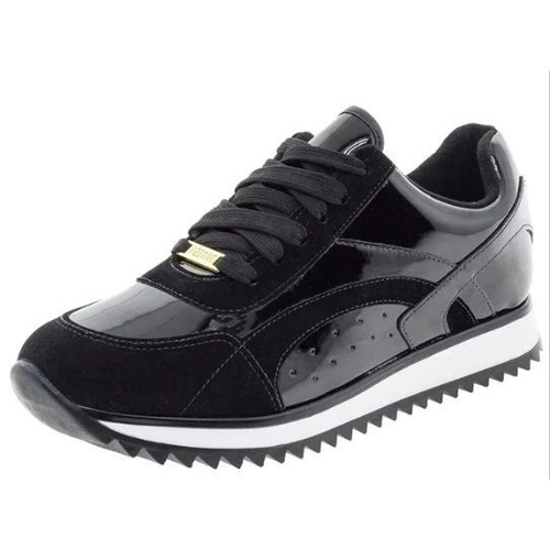 Tenis preto de verniz feminino fashion