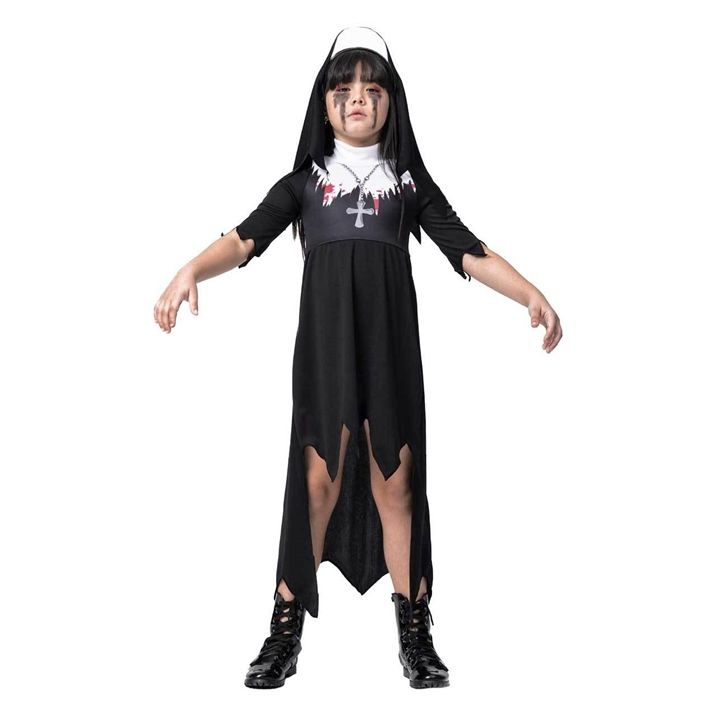 Fantasia de Halloween Feminina Adulto Freira do Mal Com Véu no Shoptime