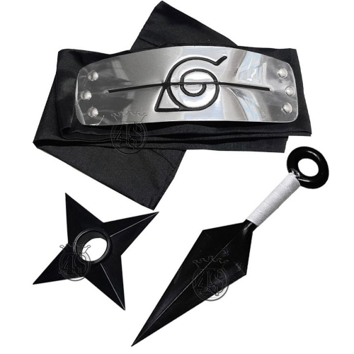 Kit Bandana Naruto aldeia da folha Renegado, Kunai, Shuriken e