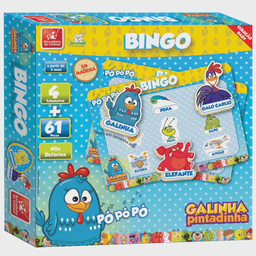 Jogo de Bingo - Galinha Pintadinha - 61 Peças - Brincadeira de