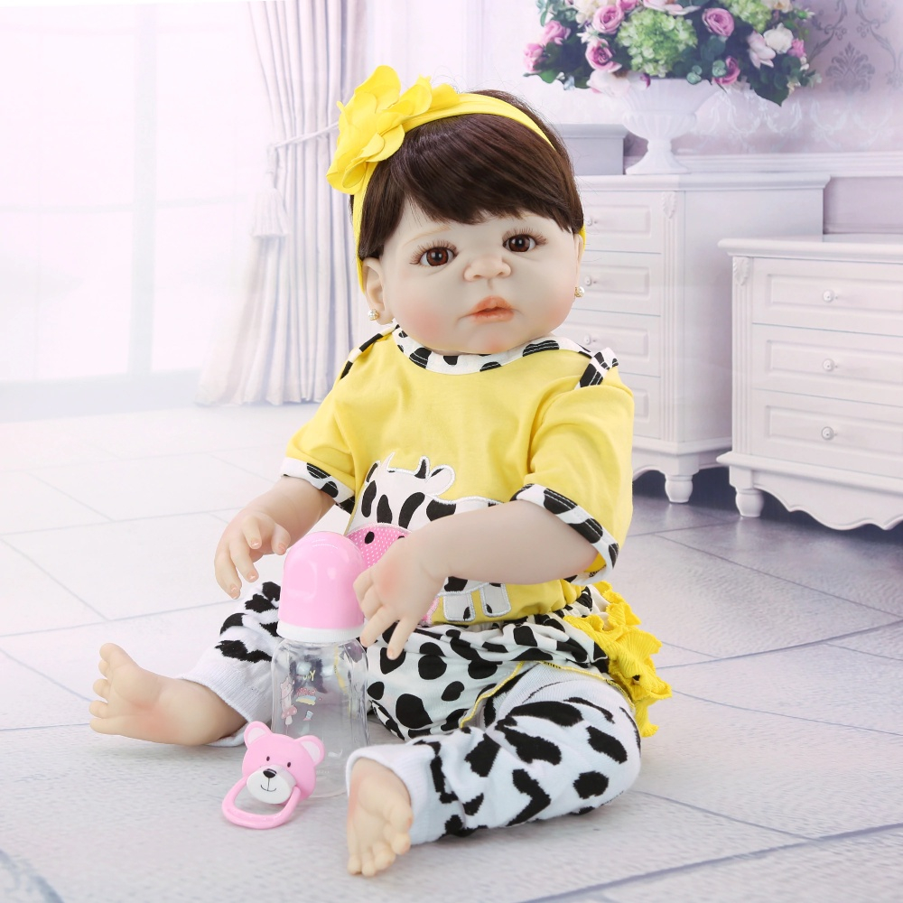 Boneca Bebê Reborn Keiumi Gatinha de 55cm 100% Silicone 