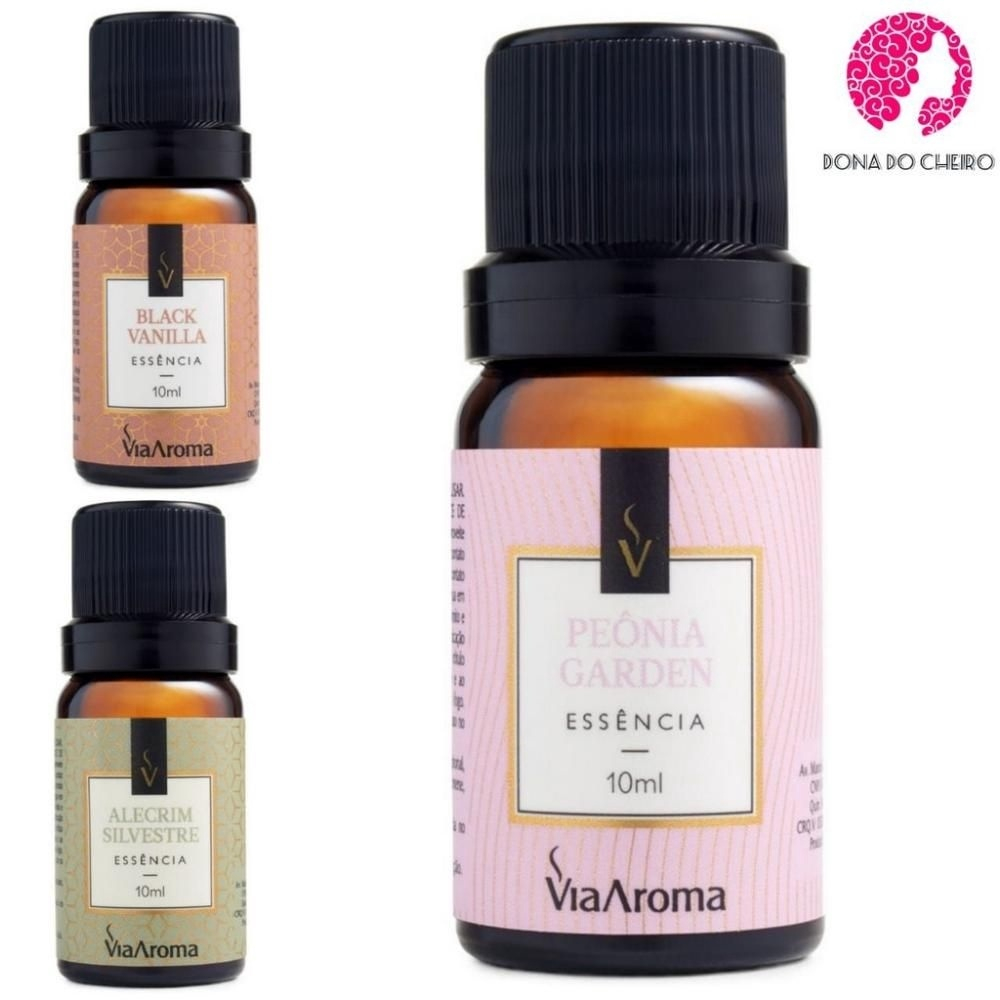 Kit Essência Peônia Garden, Alecrim silvestre e Black Vanilla Via Aroma em  Promoção na Americanas