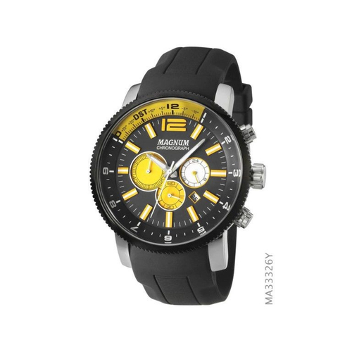 Relógio Magnum Sports MA33308G Chronograph Pulseira Borracha Preta