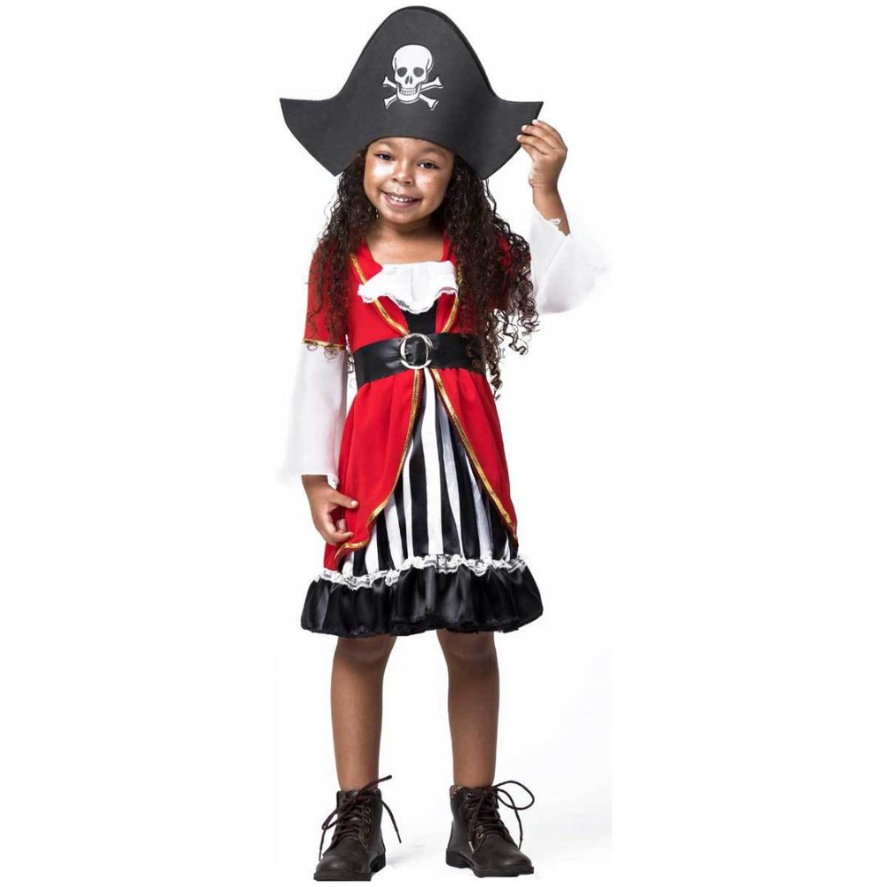 Fantasias Pirata Infantil Rebelde Feminina Vestido e Chapéu em Promoção na  Americanas