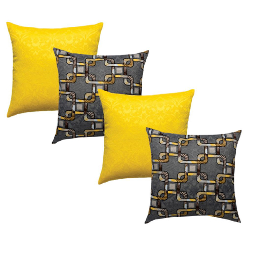 Kit de Almofadas Jacquard 04 Peças Com Refil Siliconado Felicidade