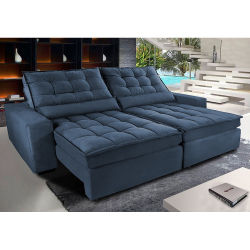 Sofá Retrátil e Reclinável com Molas Ensacadas Cama inBox Gold 3,12m Tecido Suede Velusoft Azul Menor preço em Sofá Retrátil e Reclinável com Molas Ensacadas Cama inBox Gold 3,12m Tecido Suede Velusoft Azul