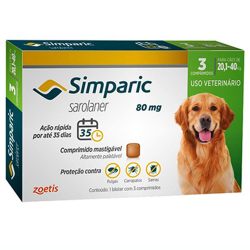 Antipulgas Cães Simparic 80mg 20,1 à 40kg Zoetis Menor preço em Antipulgas Cães Simparic 80mg 20,1 à 40kg Zoetis